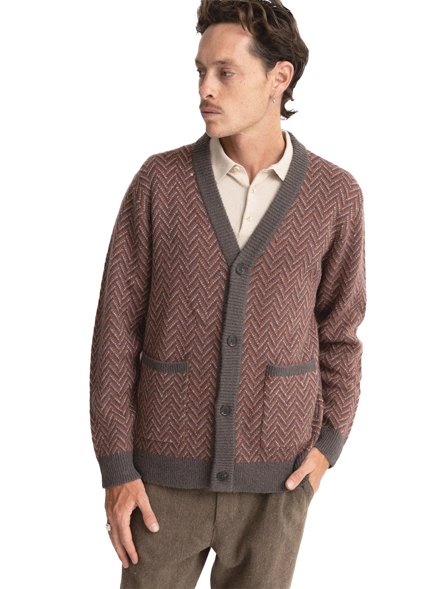 Mohair Herringbone Cardigan - Dawn