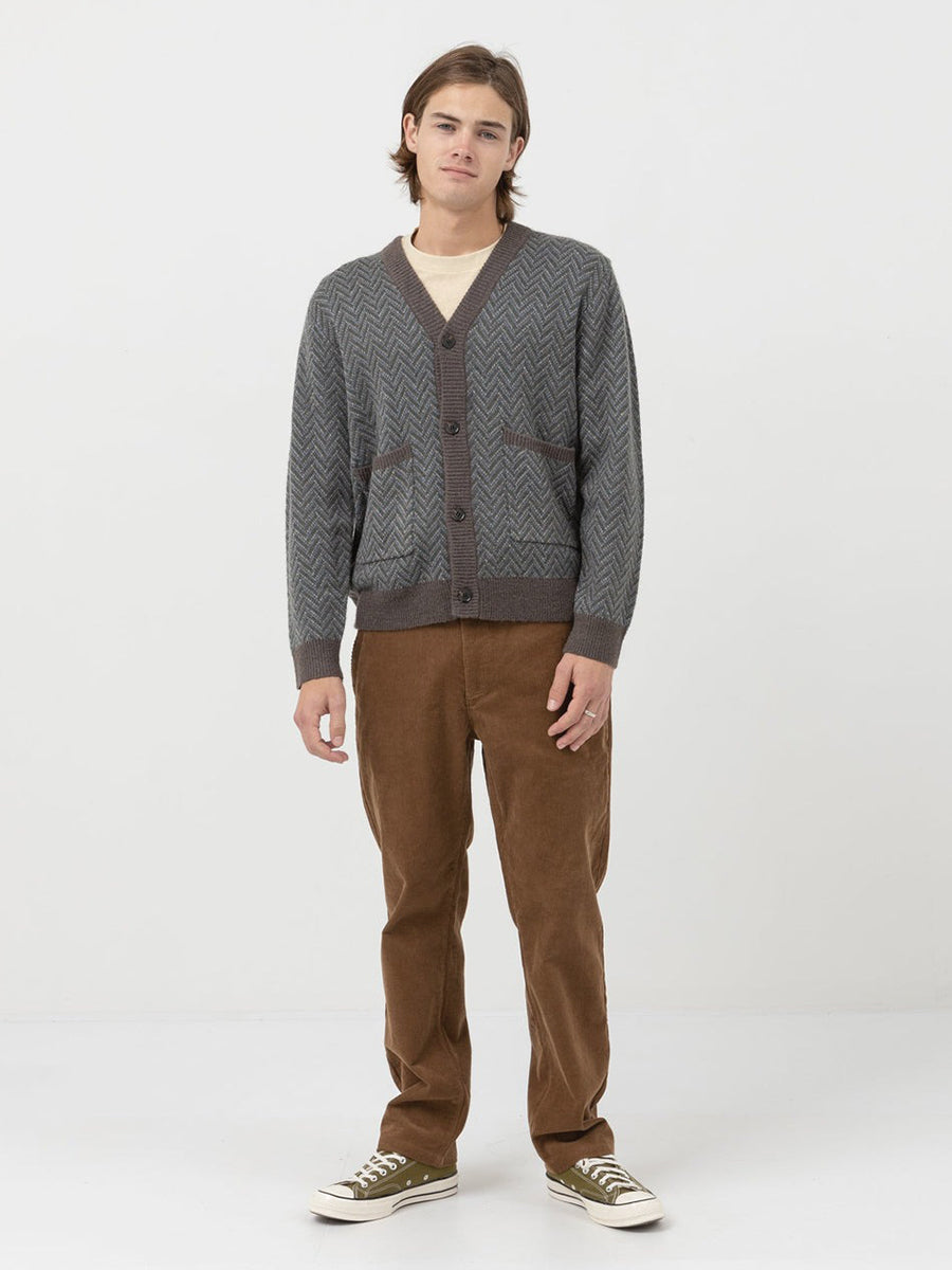 Mohair Herringbone Cardigan - Pacific