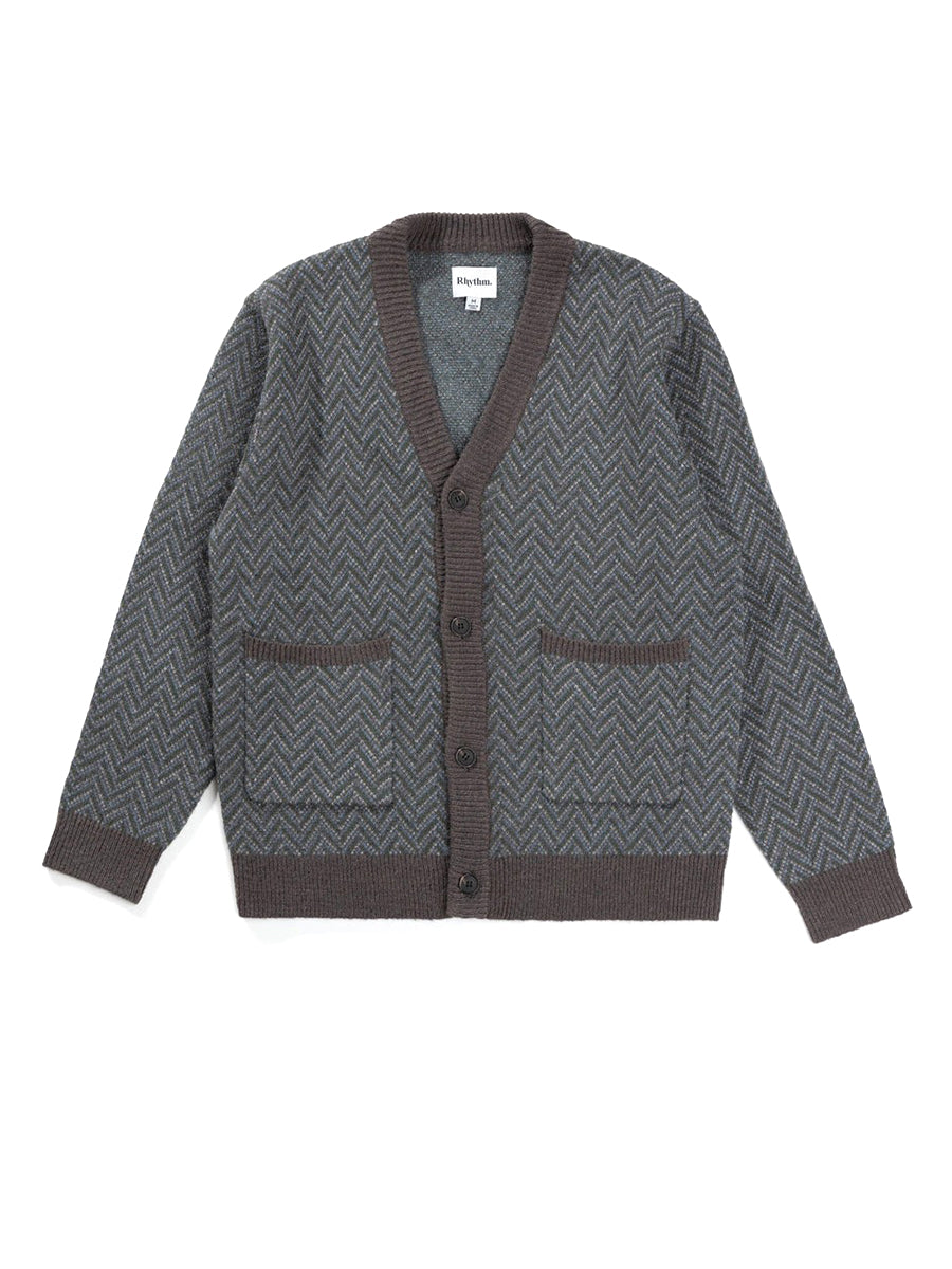Mohair Herringbone Cardigan - Pacific