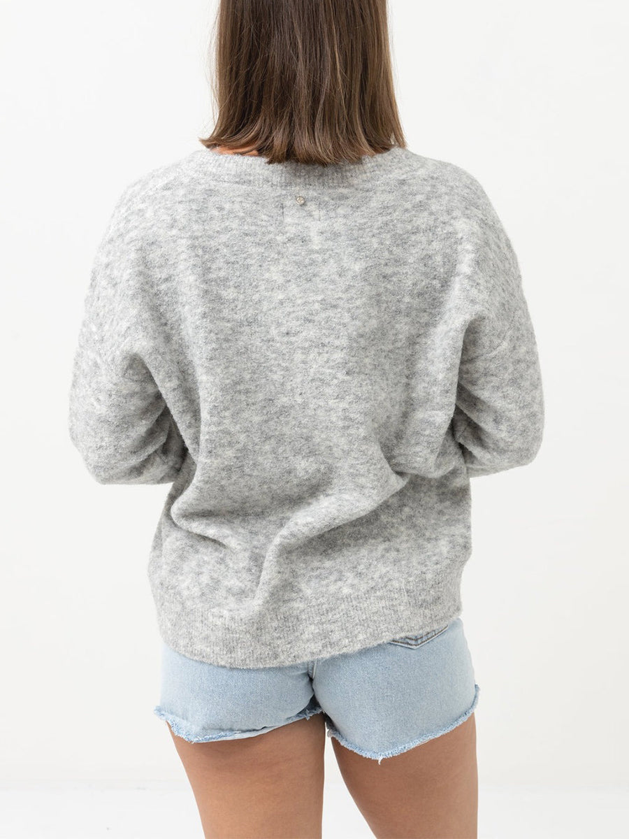 Moonstone Oversized V-Neck Sweater - Grey