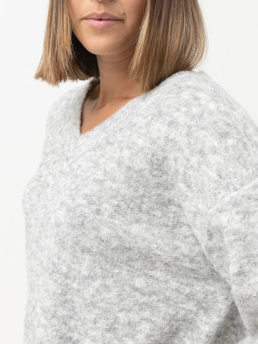 Moonstone Oversized V-Neck Sweater - Grey