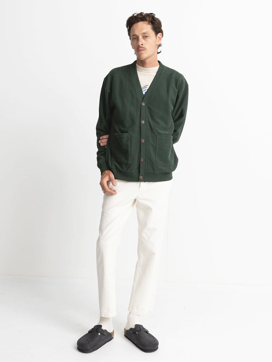 Reverse Terry Cardigan - Pine