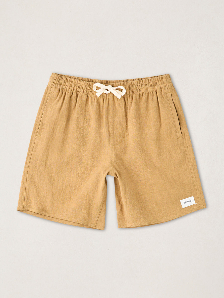 Textured Linen Jam Shorts - Tobacco
