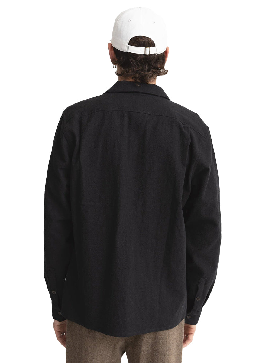 Textured Linen Long Sleeve - Black