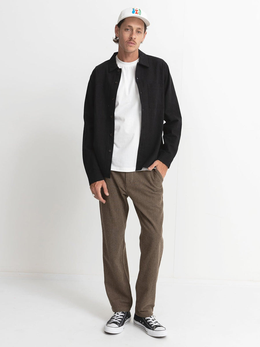 Textured Linen Long Sleeve - Black