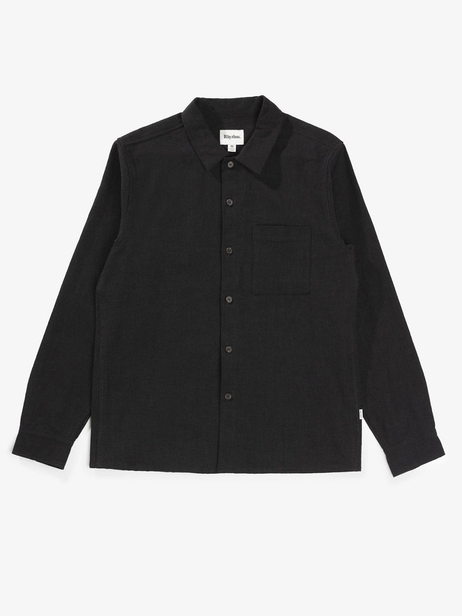 Textured Linen Long Sleeve - Black