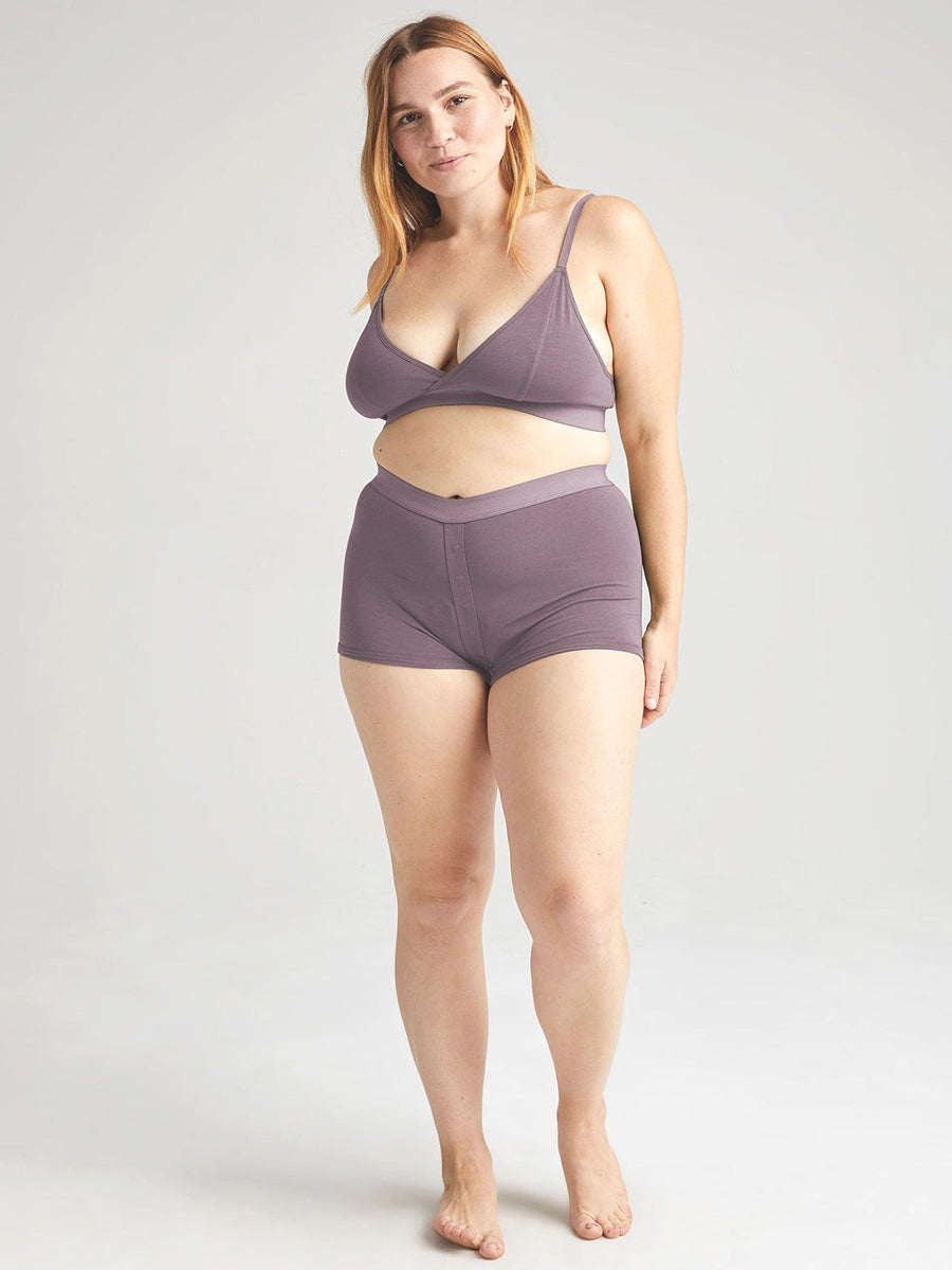 Cotton Modal Boxer Brief - Plum Smoke