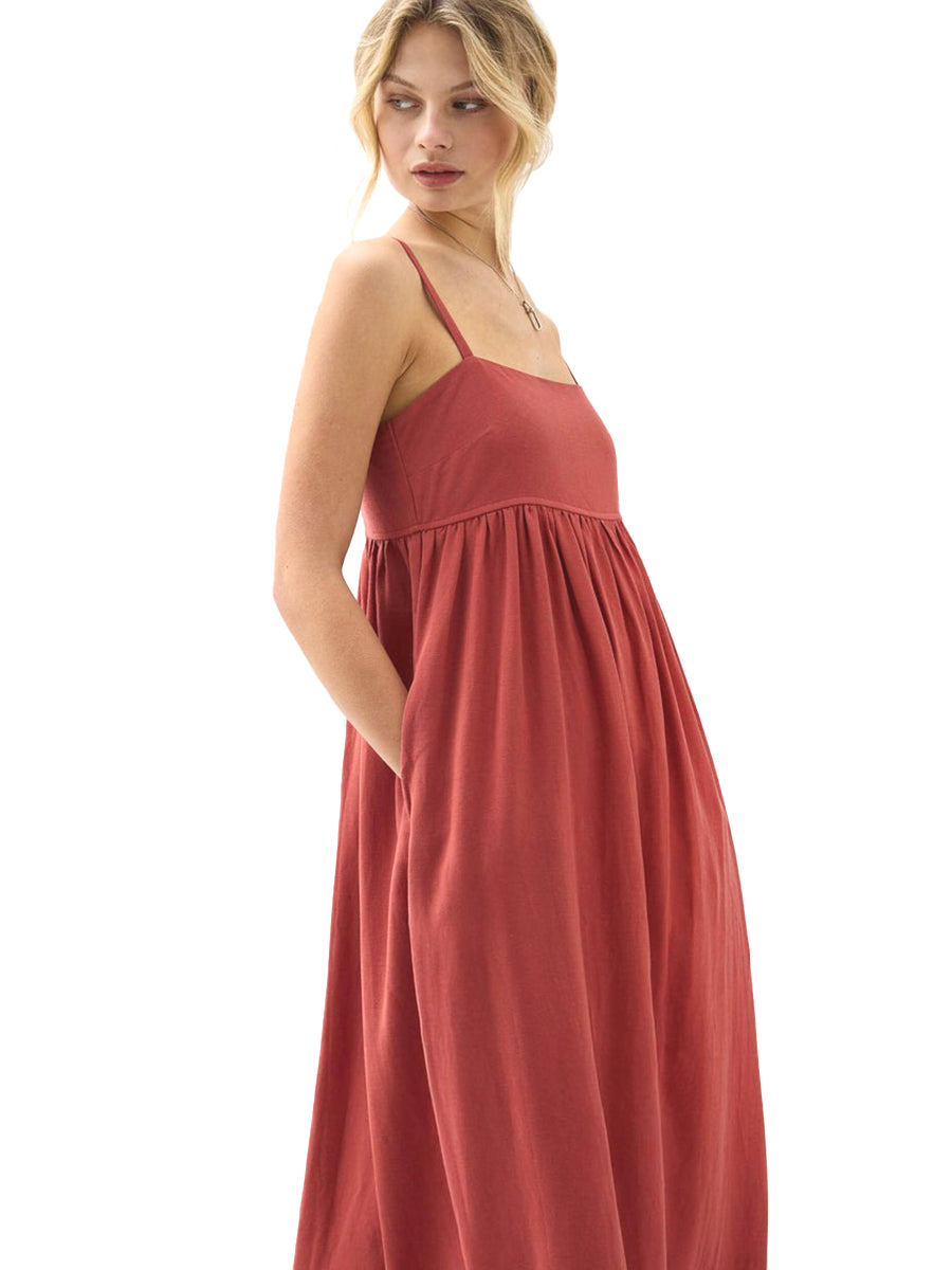 Linen Maxi Dress - Marsala