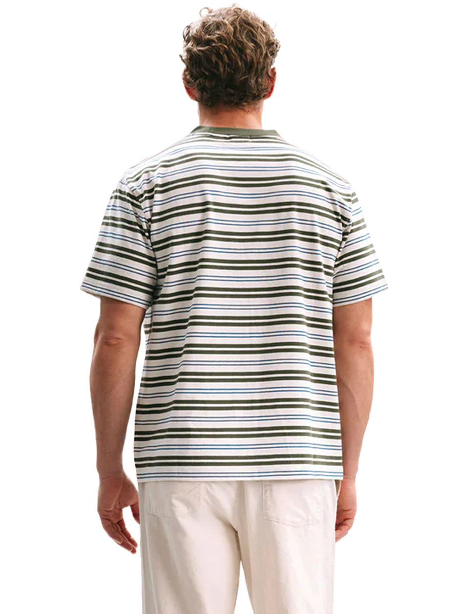 Men's Recycled Stripe Tee - Surplus Green