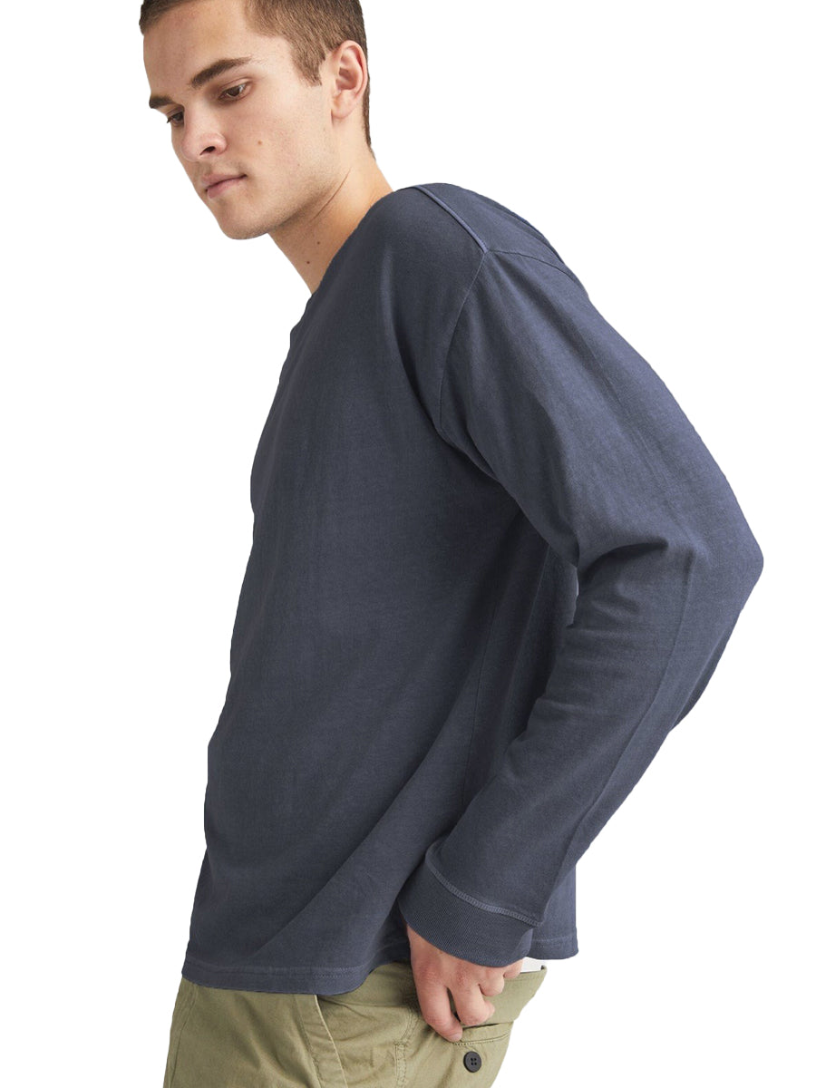 Men's Relaxed Long Sleeve Pullover Tee - Blue Steel