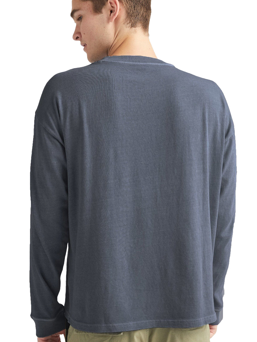 Men's Relaxed Long Sleeve Pullover Tee - Blue Steel