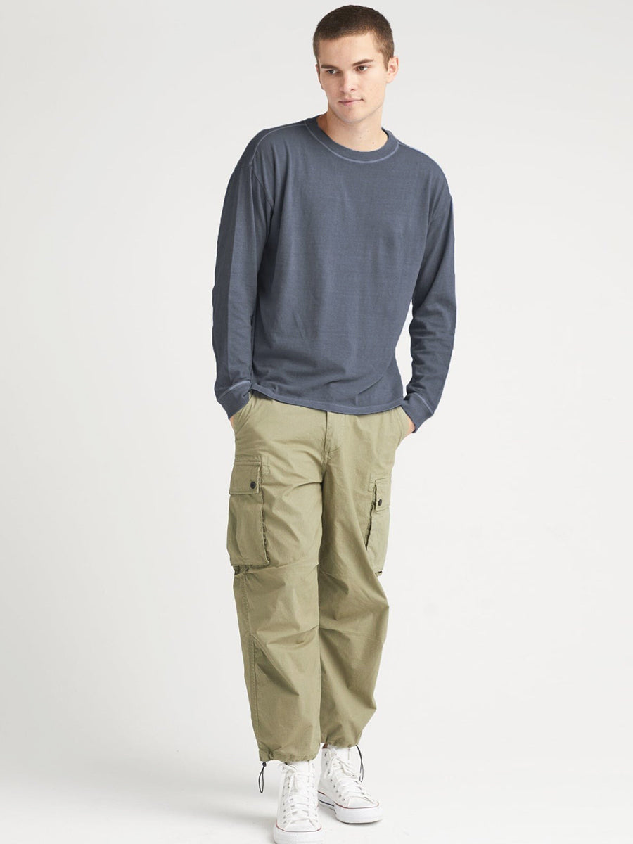 Men's Relaxed Long Sleeve Pullover Tee - Blue Steel