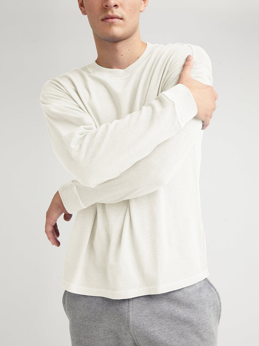 Men's Relaxed Long Sleeve Pullover Tee - Bone