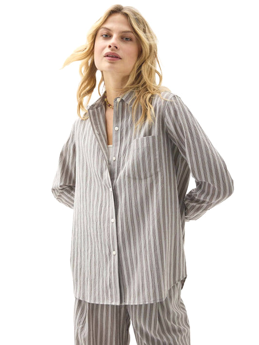 Palermo Button-Up Shirt - Black & White Stripe