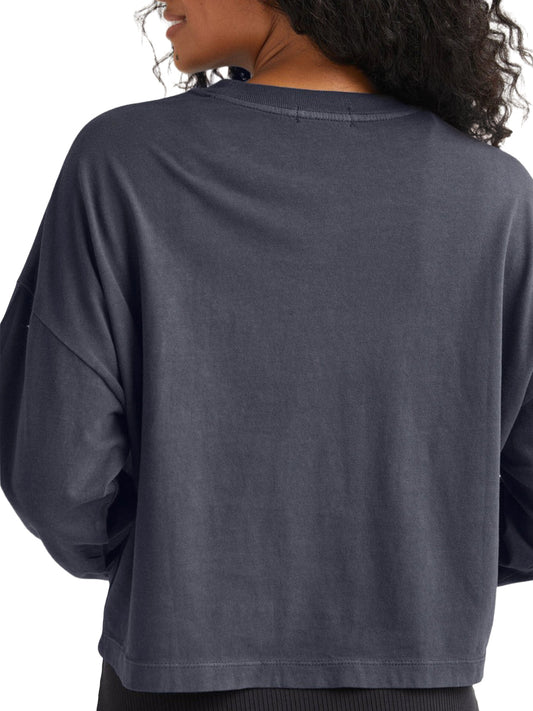 Relaxed Long Sleeve Crop Tee - Blue Steel