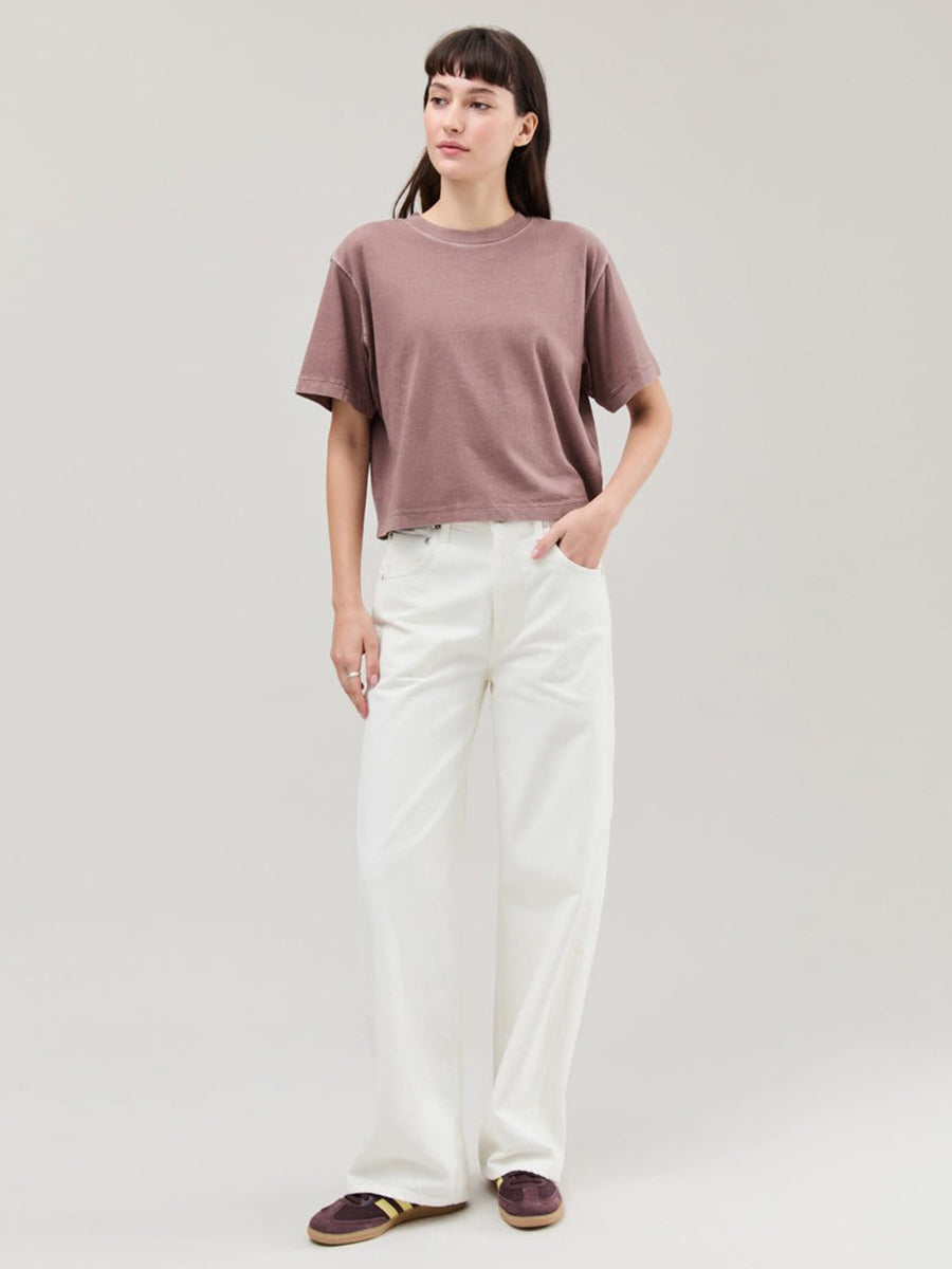 Relaxed Short Sleeve Crop Tee - Plum Smoke