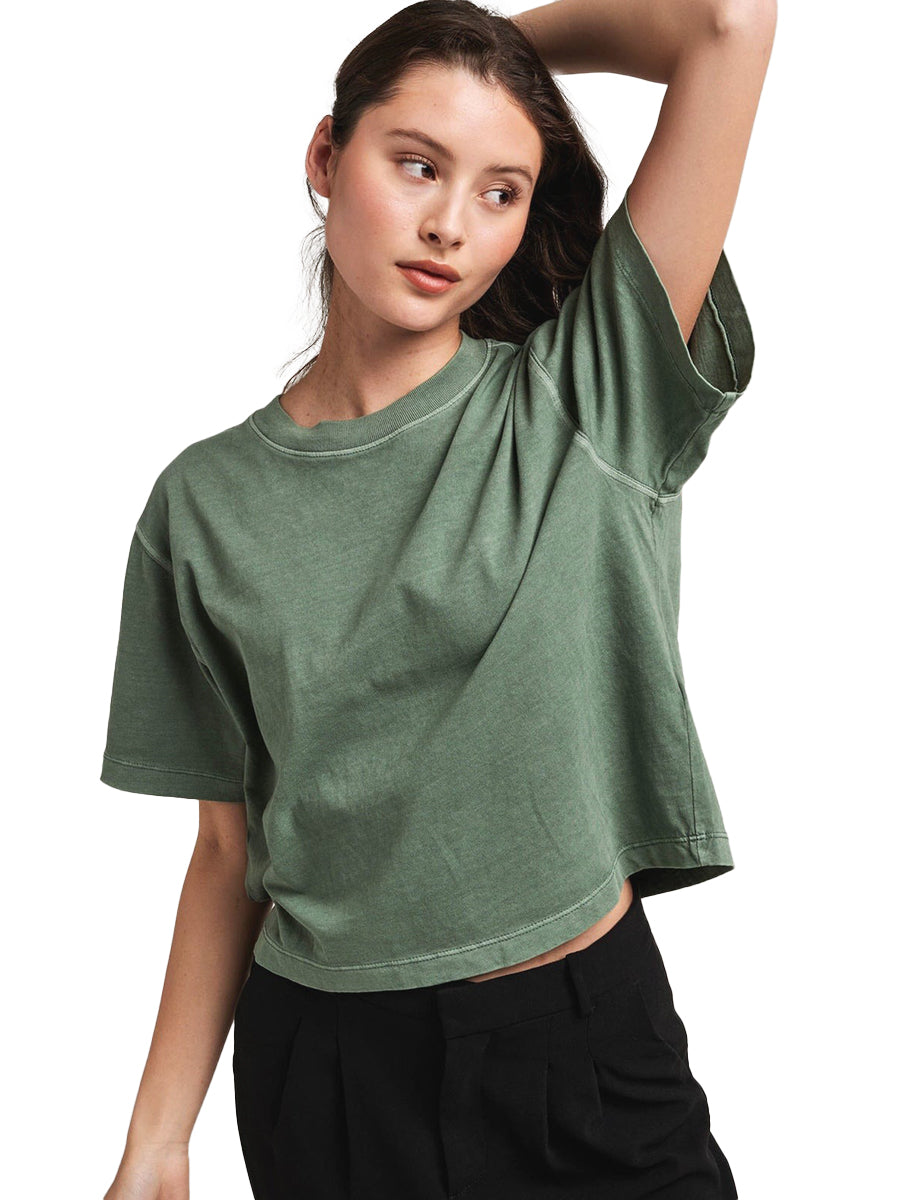 Relaxed Short Sleeve Crop - Sage Leaf