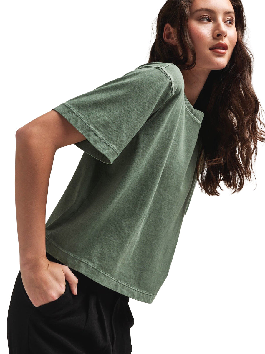 Relaxed Short Sleeve Crop - Sage Leaf
