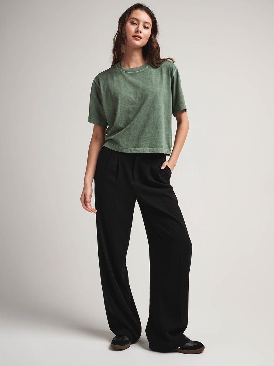 Relaxed Short Sleeve Crop - Sage Leaf