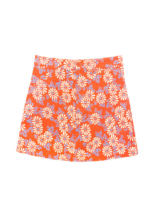 Aster Floral Mini Skirt - Blood Orange