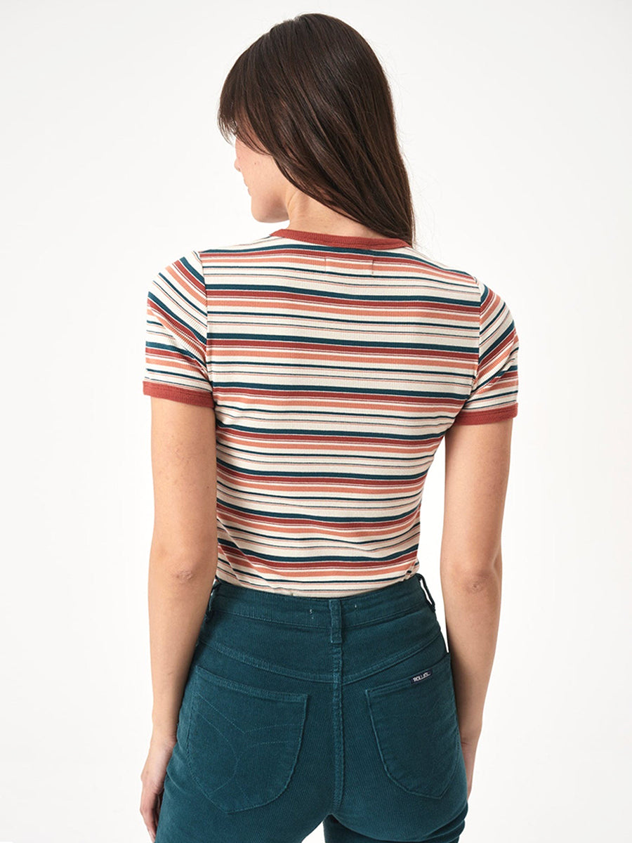 Stripe Baby Rib Tee - Brick