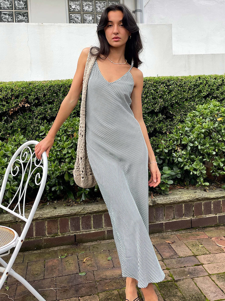 Rambling Floral Margaux Slip Dress - Marine