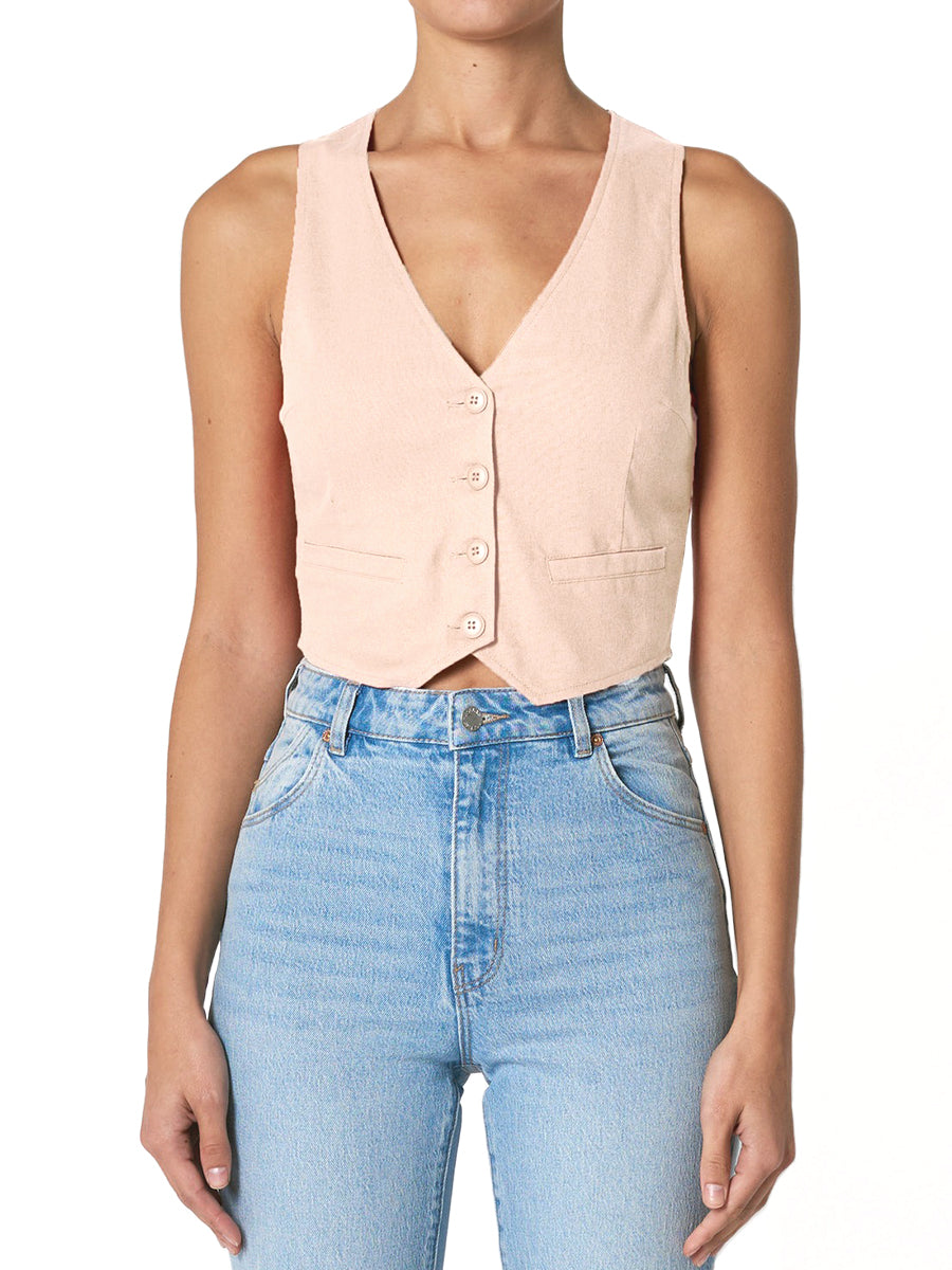 Dallas Vest Linen - Brulée