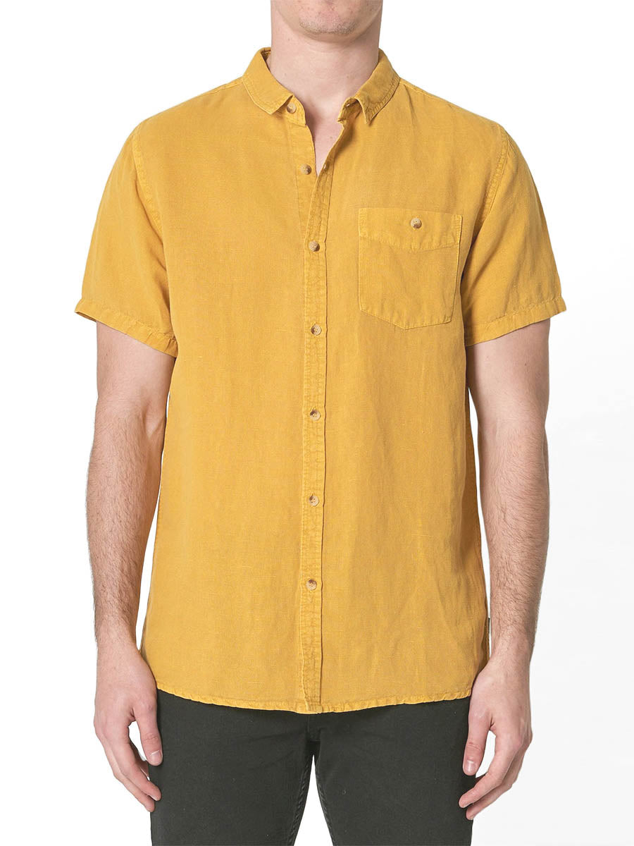 Men At Work Short Sleeve Hemp Shirt - Sunset