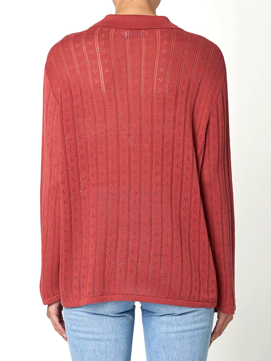 Milan Knit Long Sleeve Shirt - Brick
