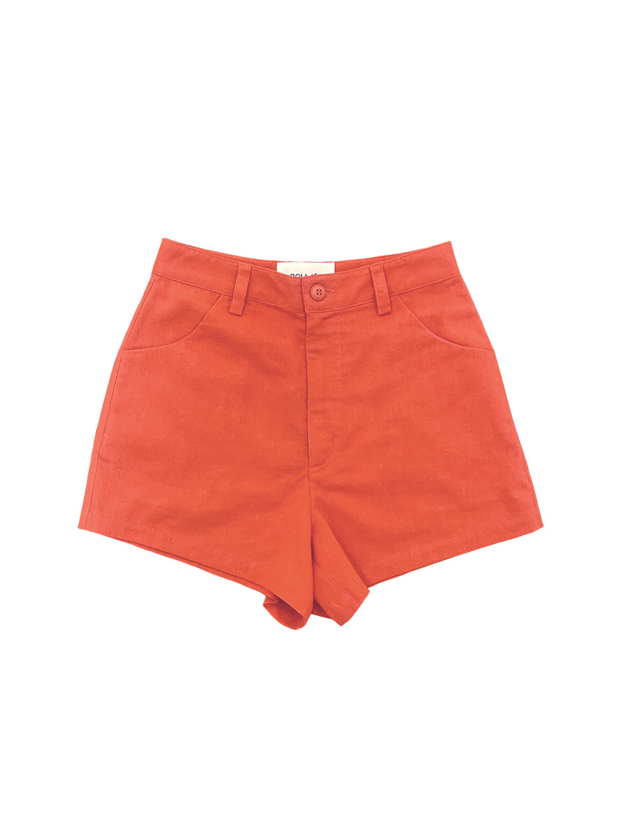 Mirage Linen Short - Blood Orange