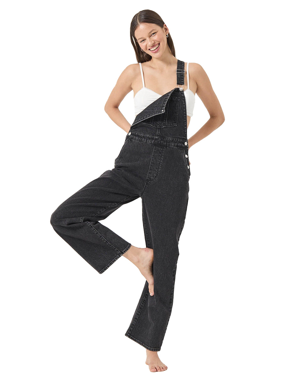 Stevie Relaxed Overalls - Black Sand