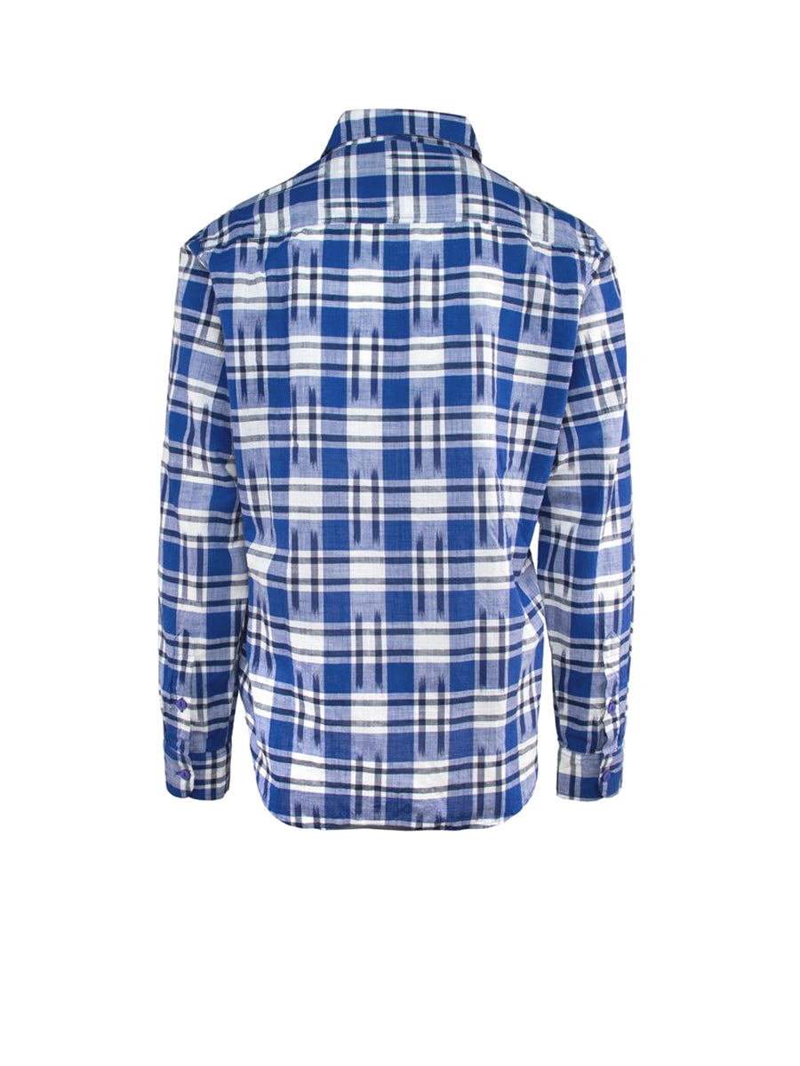 SH2401 Ikat Plaid Workshirt - Blue