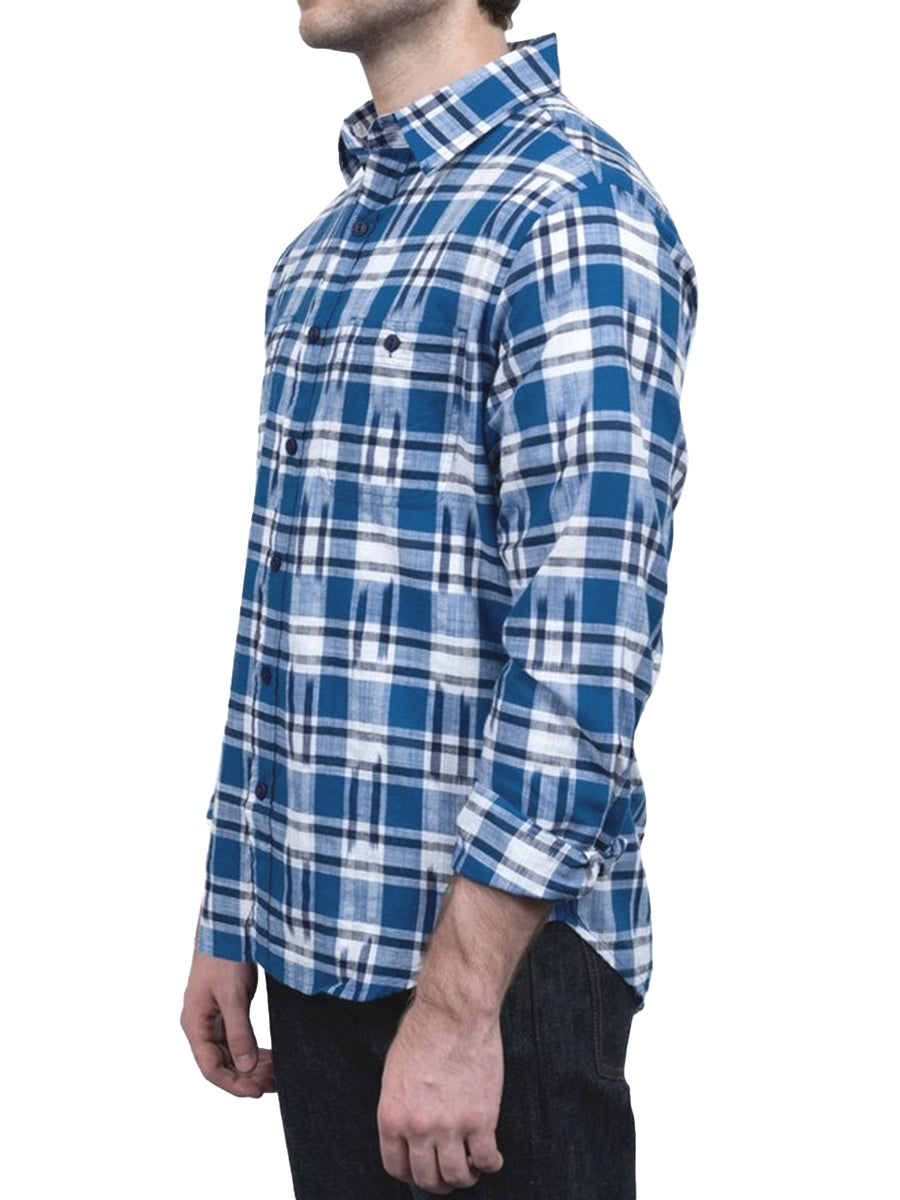 SH2401 Ikat Plaid Workshirt - Blue