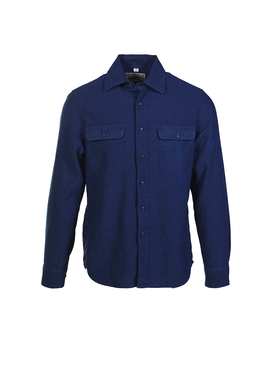 SH2308 Cotton Shirt - Indigo Basketweave