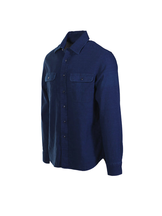 SH2308 Cotton Shirt - Indigo Basketweave
