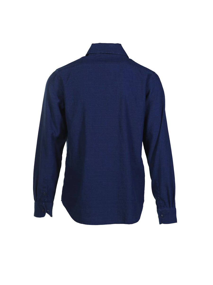 SH2308 Cotton Shirt - Indigo Basketweave