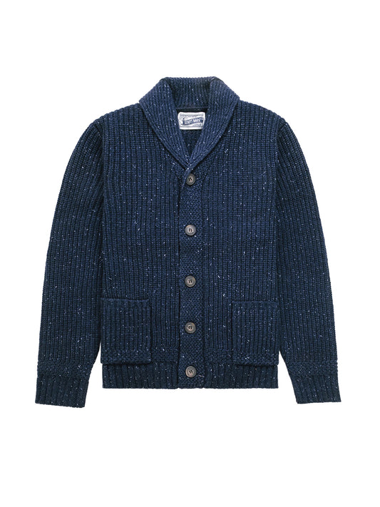 SW2560 Donegal Shawl-Collar Sweater - Navy