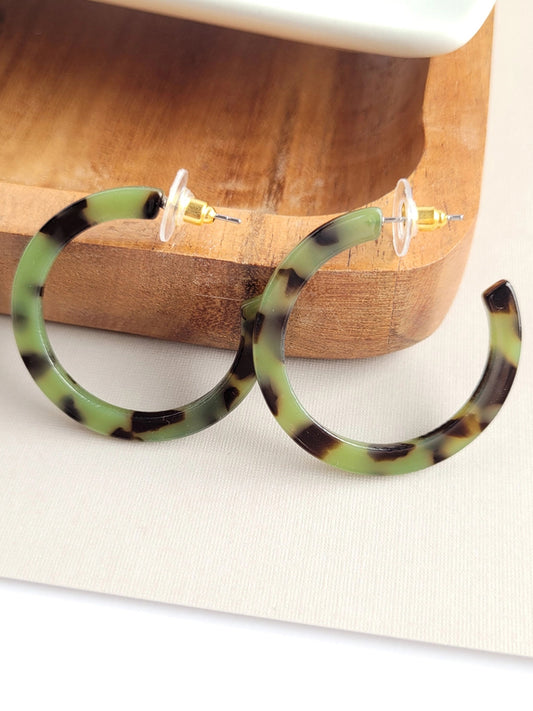 Cameron Midi Hoops - Green Tortoise