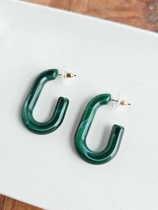 Joanna Chunky Oval Hoops - Forest Green Multi