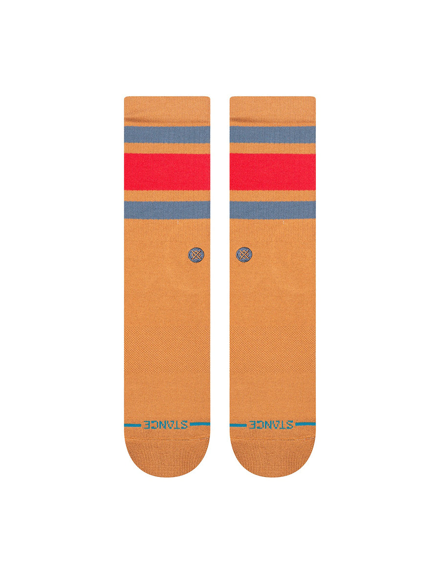 Boyd Stripe Crew Socks - Tan-Brown
