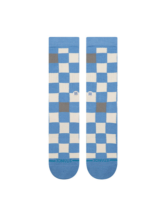 Chef Check Crew Socks - Capri Blue