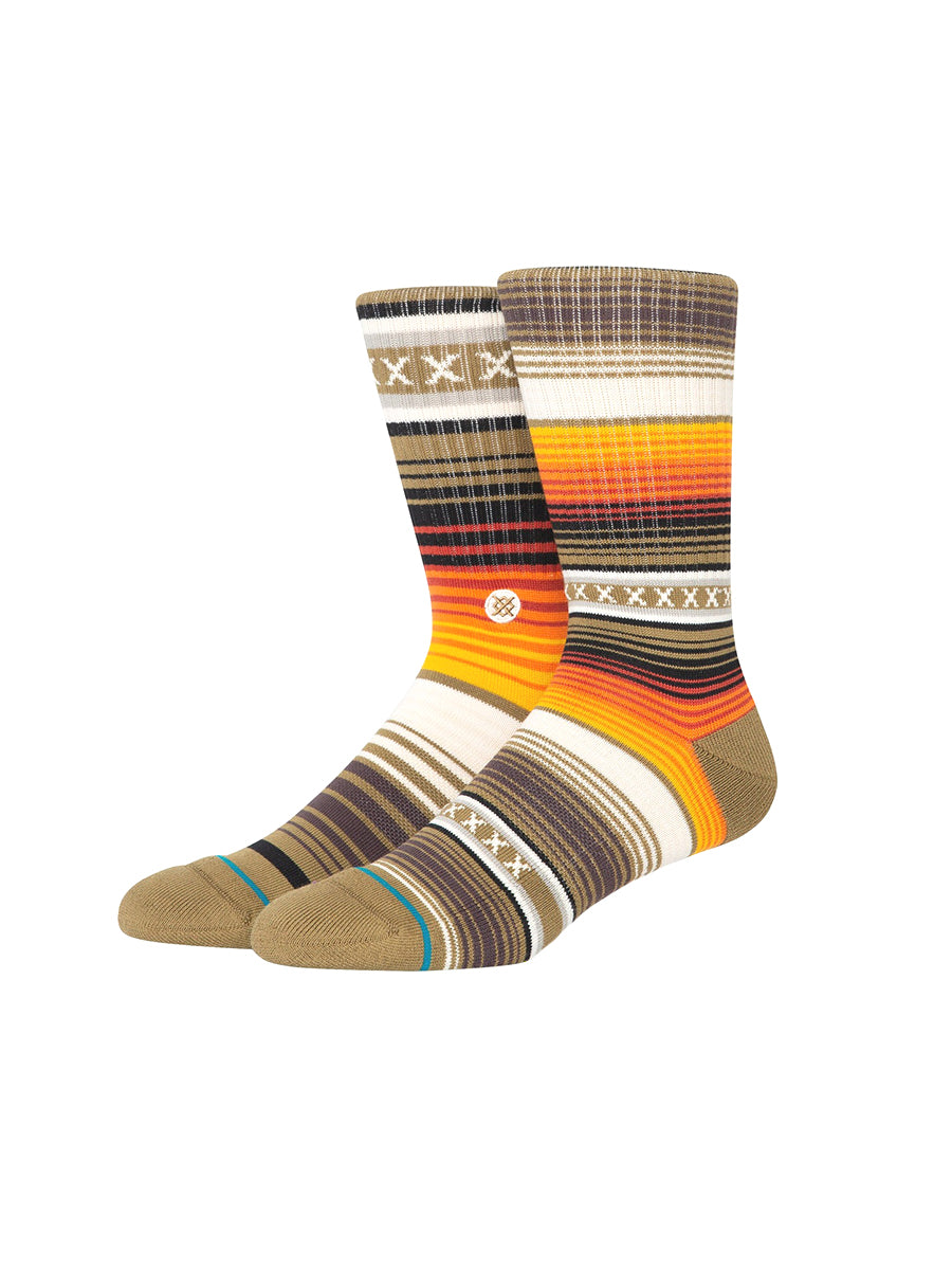 Curren Stripe Crew Socks - Dark Green