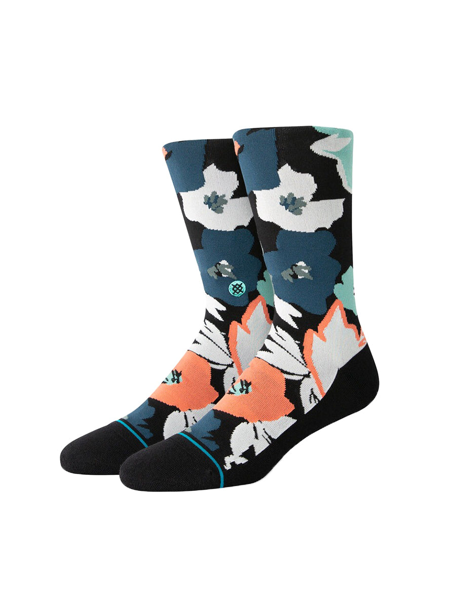 Flower Beds Crew Socks - Black