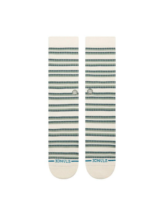 Multi-Striped Ribbed Crew Socks - Iceberg