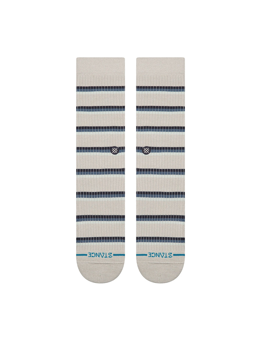 Multi-Striped Ribbed Crew Socks - Grey