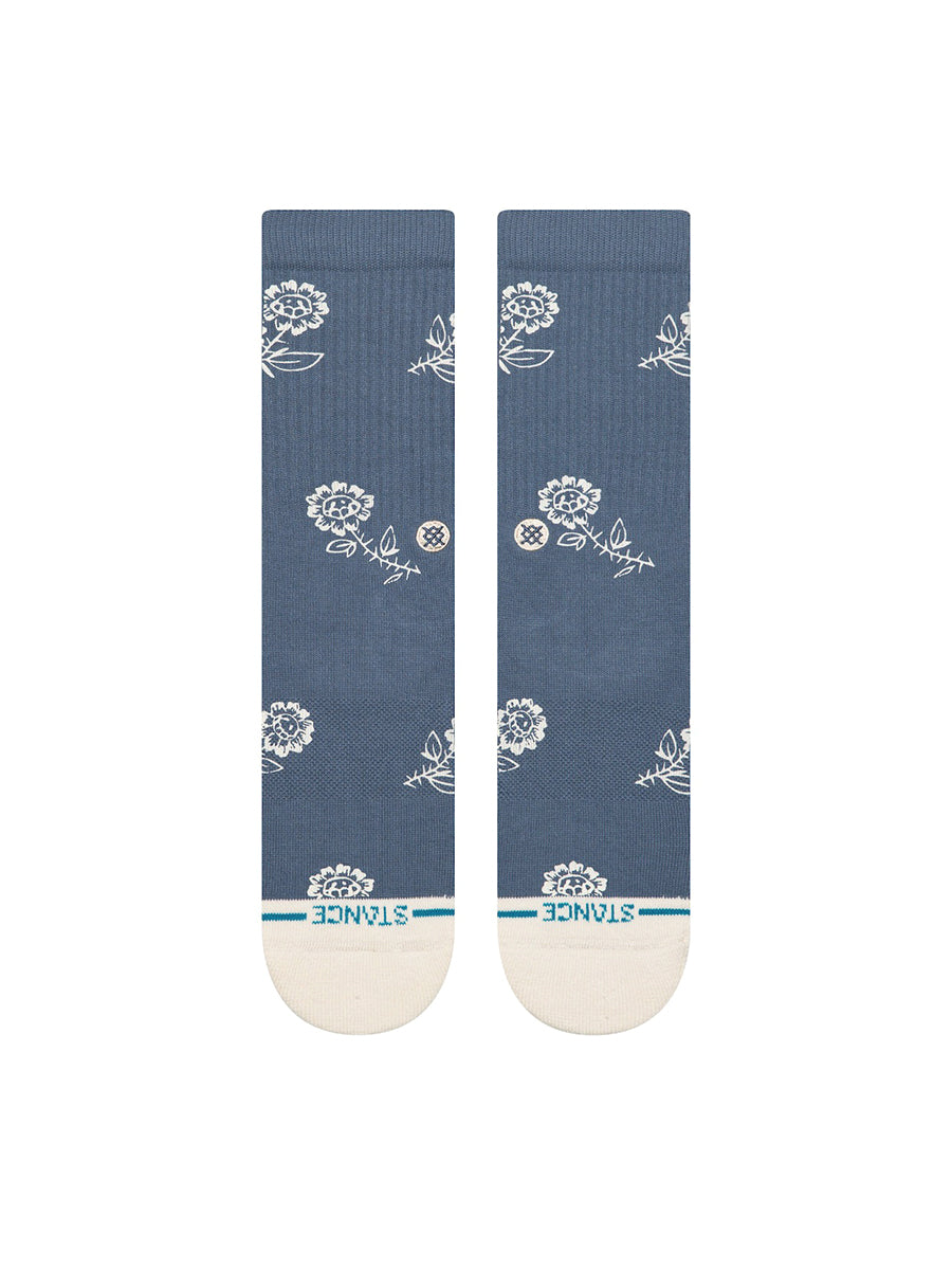 Petite Bloom Crew Socks - Sea Blue
