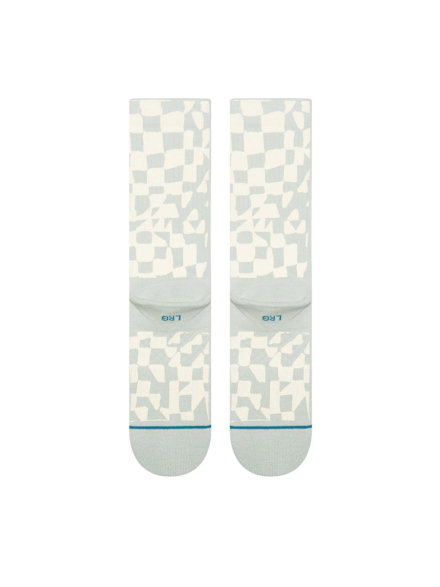 Wave Check Crew Socks - Pale Blue