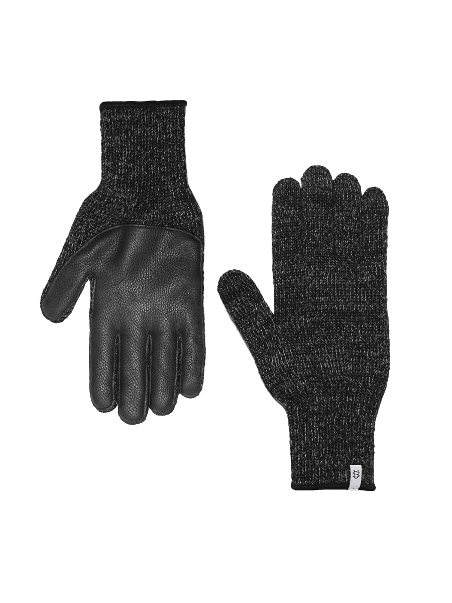 Ragg Wool Gloves - Black with Black Deerskin