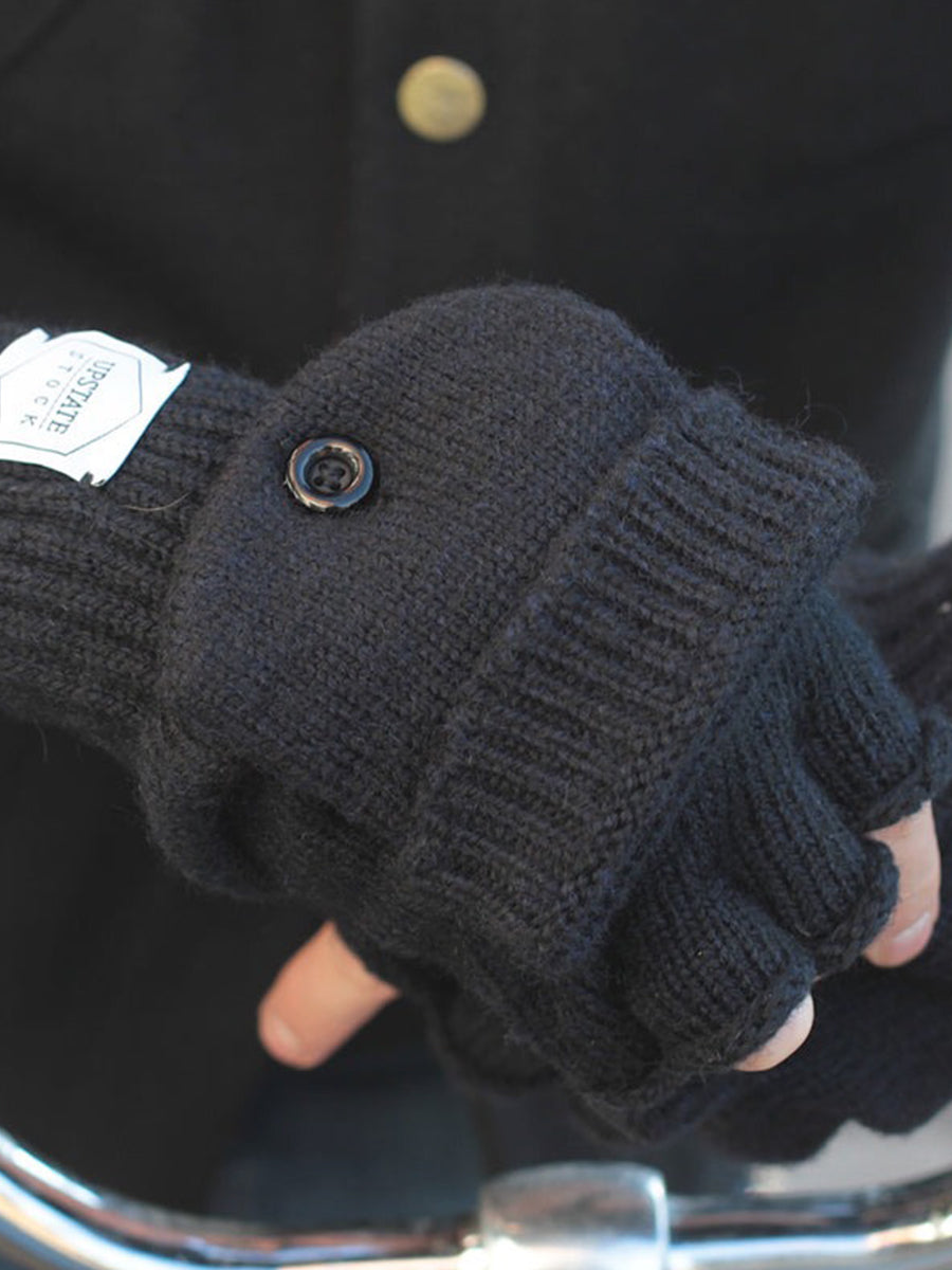 Ragg Wool Convertible Fingerless Mittens - Oatmeal