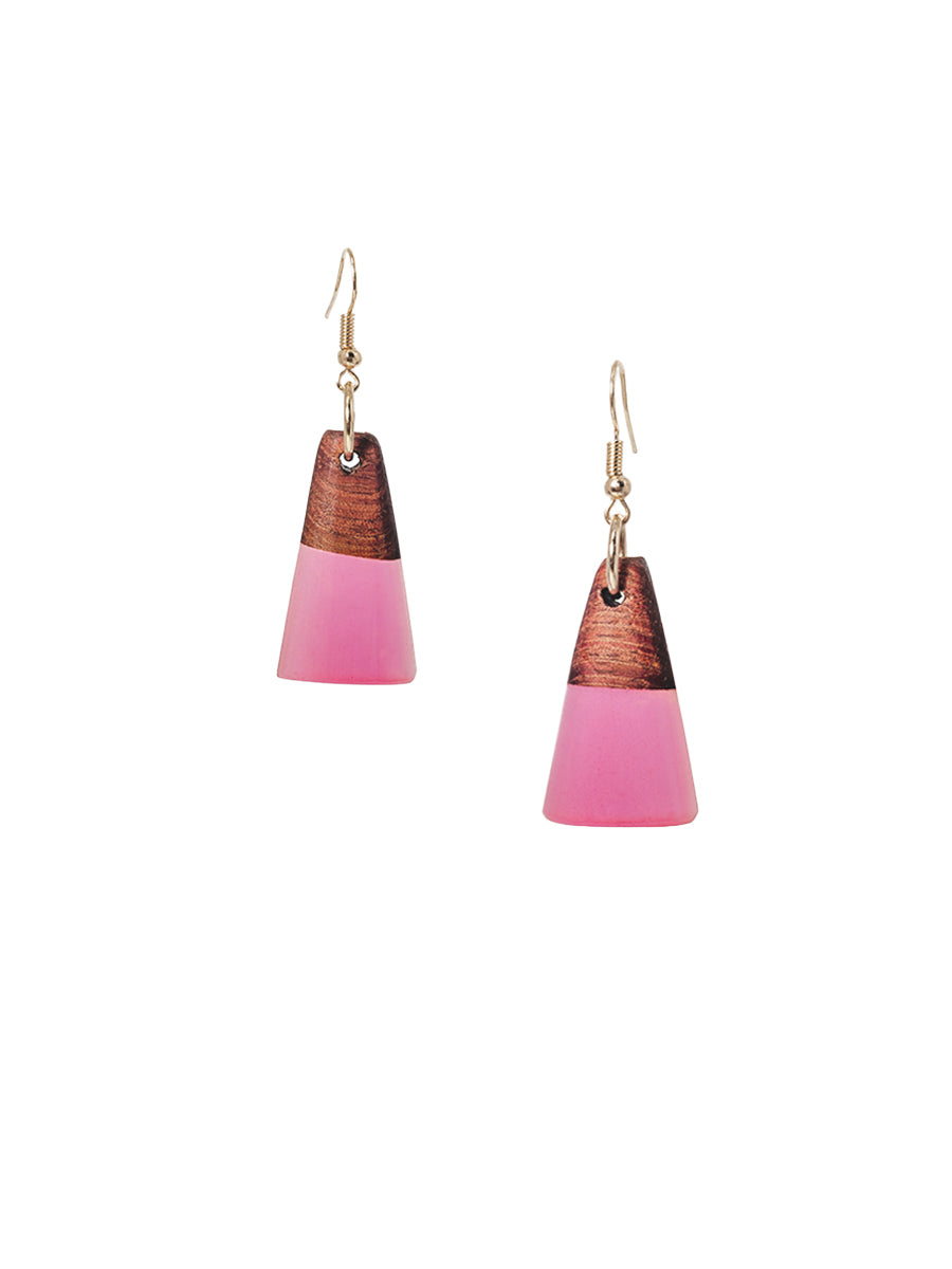Zara Domed Drop Earrings - Pink
